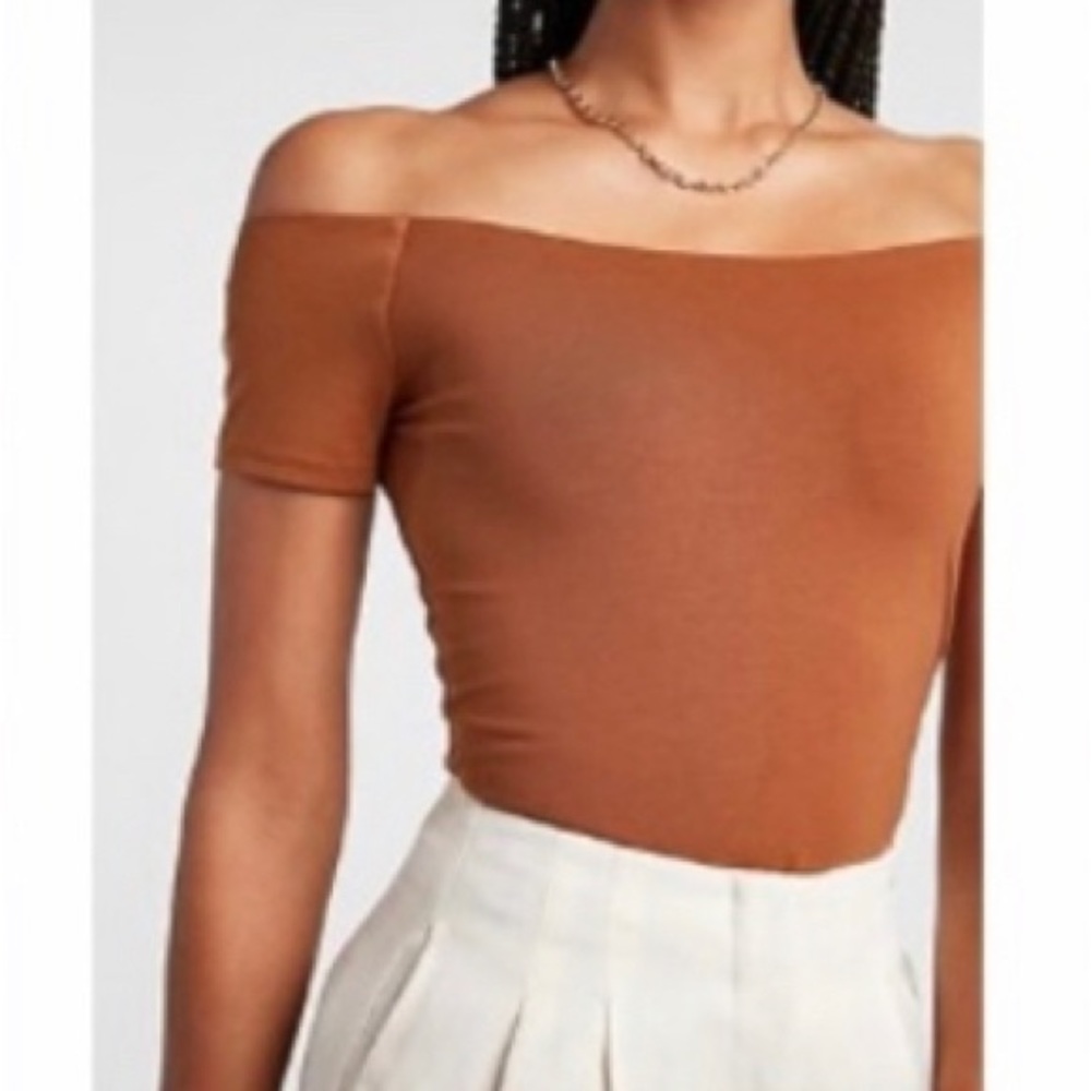 Express Body Contour Double Layer Off the Shoulder Tee - Size M